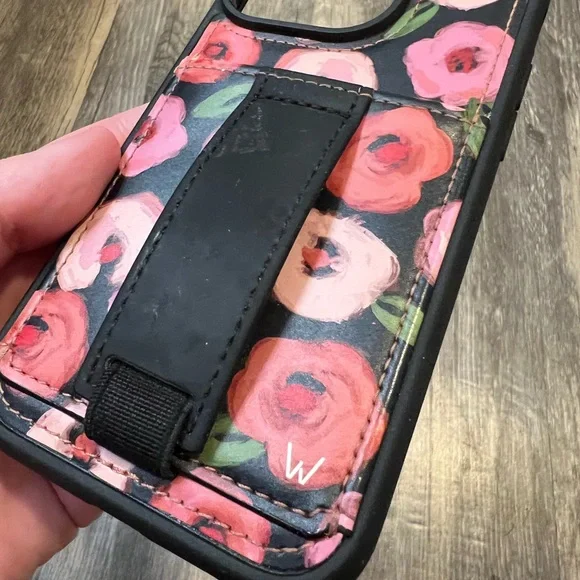 Walli iPhone 14 Pro Wallet Phone Case Whimsical Blooms Print Vegan Leather - Picture 2 of 4